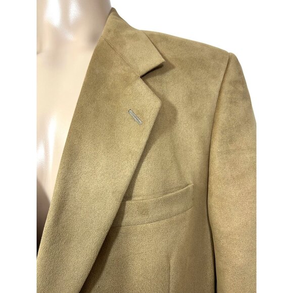 Jeffrey Banks Men’s Blazer Brown 42 R Vintage Polyester Suede Feel Sport Jacket - Picture 9 of 15